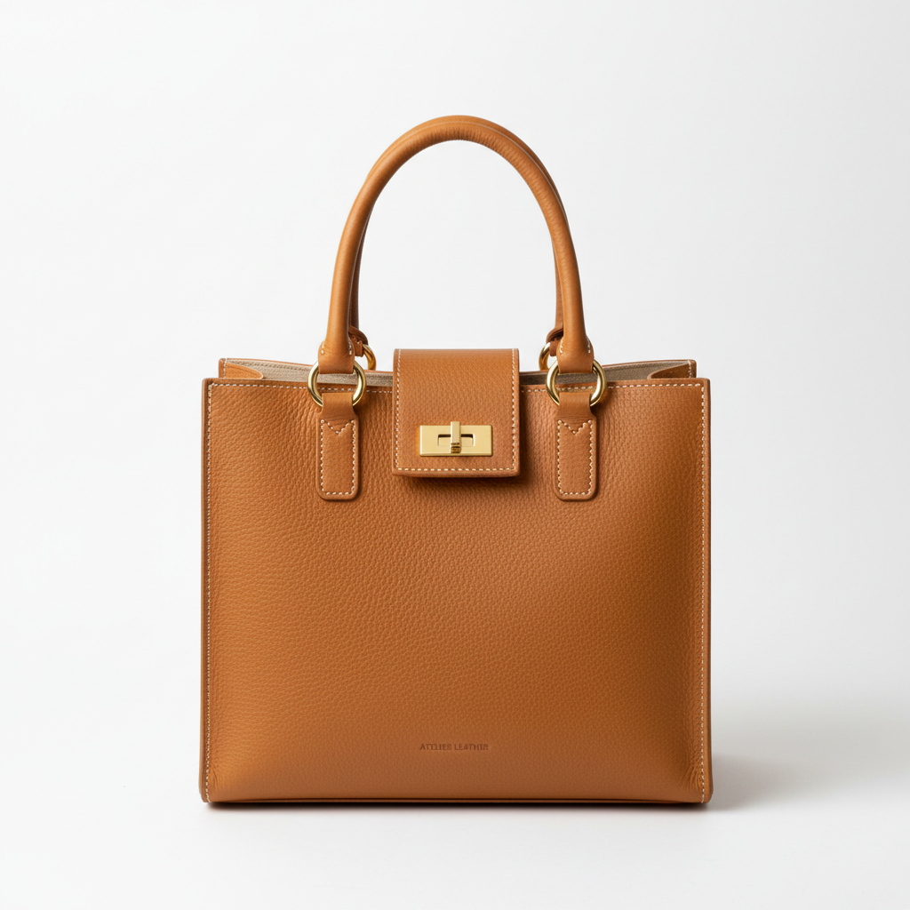 Camel Leather Tote Bag