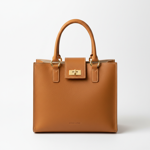 Camel Leather Tote Bag