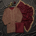 Gulnar Burgundy Gold Zari Formal Suit