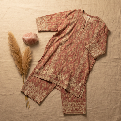 Dusty Rose Printed Oversized Co-Ord Set