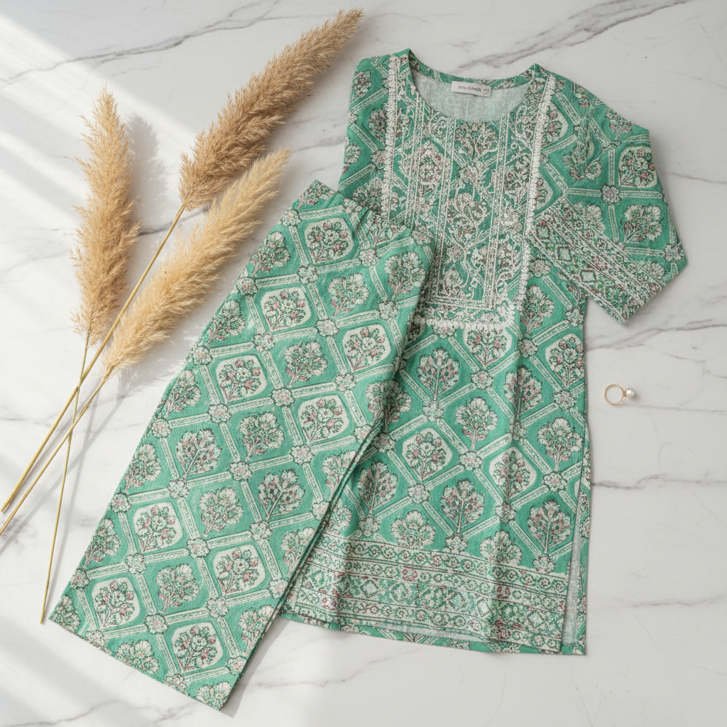 Sage Mint Green Printed Co-Ord Set