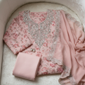 Petal Blush Pink Silver Unstitched Suit