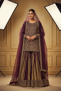 Shama Deep Plum Zardozi Gharara Set