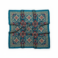Teal Embroidered Silk Scarf