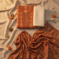 Saffron Terracotta Block Print Unstitched Suit