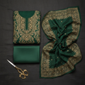 Juniper Forest Green Gold Printed Unstitched Suit