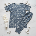 Hava Slate Blue Abstract Linen Co-Ord Set