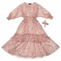 Blush Pink Floral Chiffon Maxi Dress