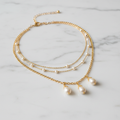 Gold Pearl Layered Necklace Set